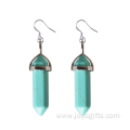 Natural Gemstone Healing Hexagonal Columns Crystal Hook Earring